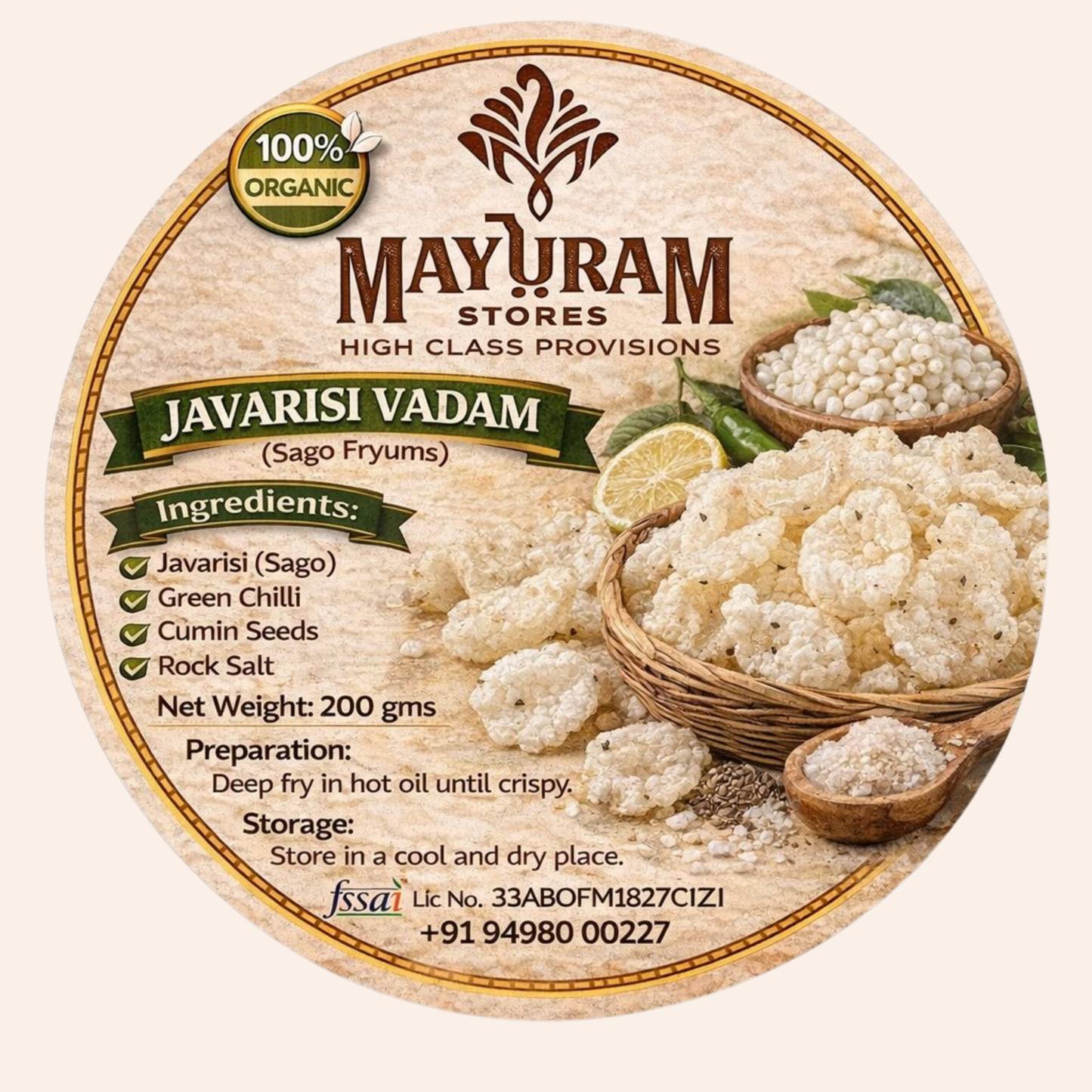 Javvarisi vadam(Sago papad)